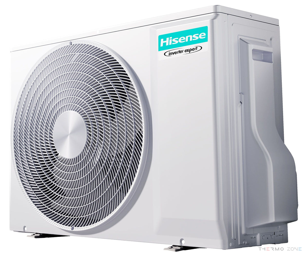 Hisense Air Master Klimaanlage Weiß – Außeneinheit in Seitenansicht