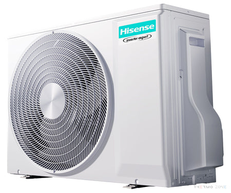 Hisense Air Master Klimaanlage Weiß – Außeneinheit in Seitenansicht