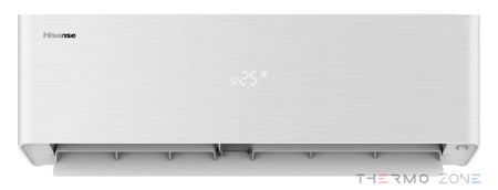Hisense Energy Pro X weißes Innengerät mit geöffneter Luftauslassklappe in Frontansicht
