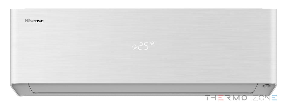Hisense Energy Pro X weißes Innengerät in Frontansicht mit geschlossenem Luftauslass