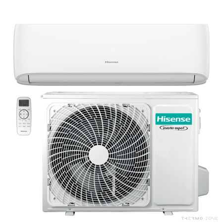 Hisense Hi -Smart Split-Klimaanlage – Außeneinheit, Inneneinheit und Fernbedienung