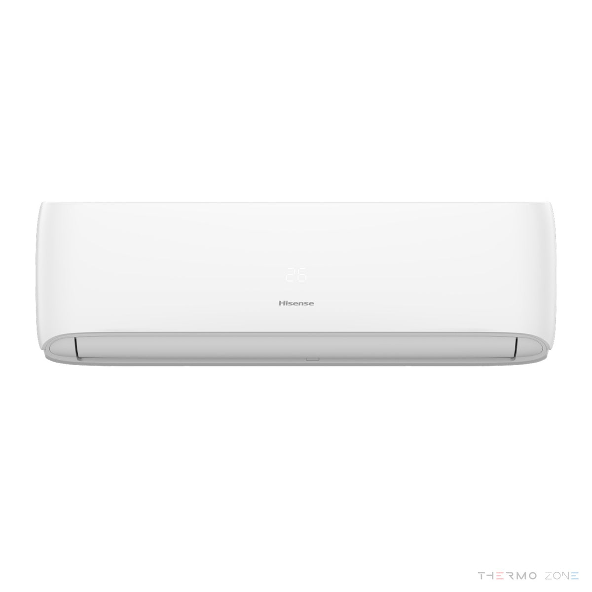 Hisense Hi-Smart Klimaanlage – weißes Innengerät in Frontansicht mit geschlossenem Luftauslass