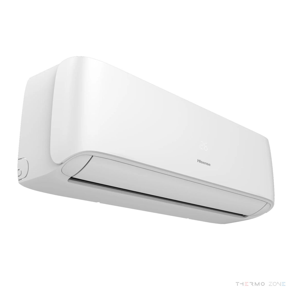 Hisense Hi-Smart Wandklimagerät in Seitenperspektive mit geschlossenem Luftauslass