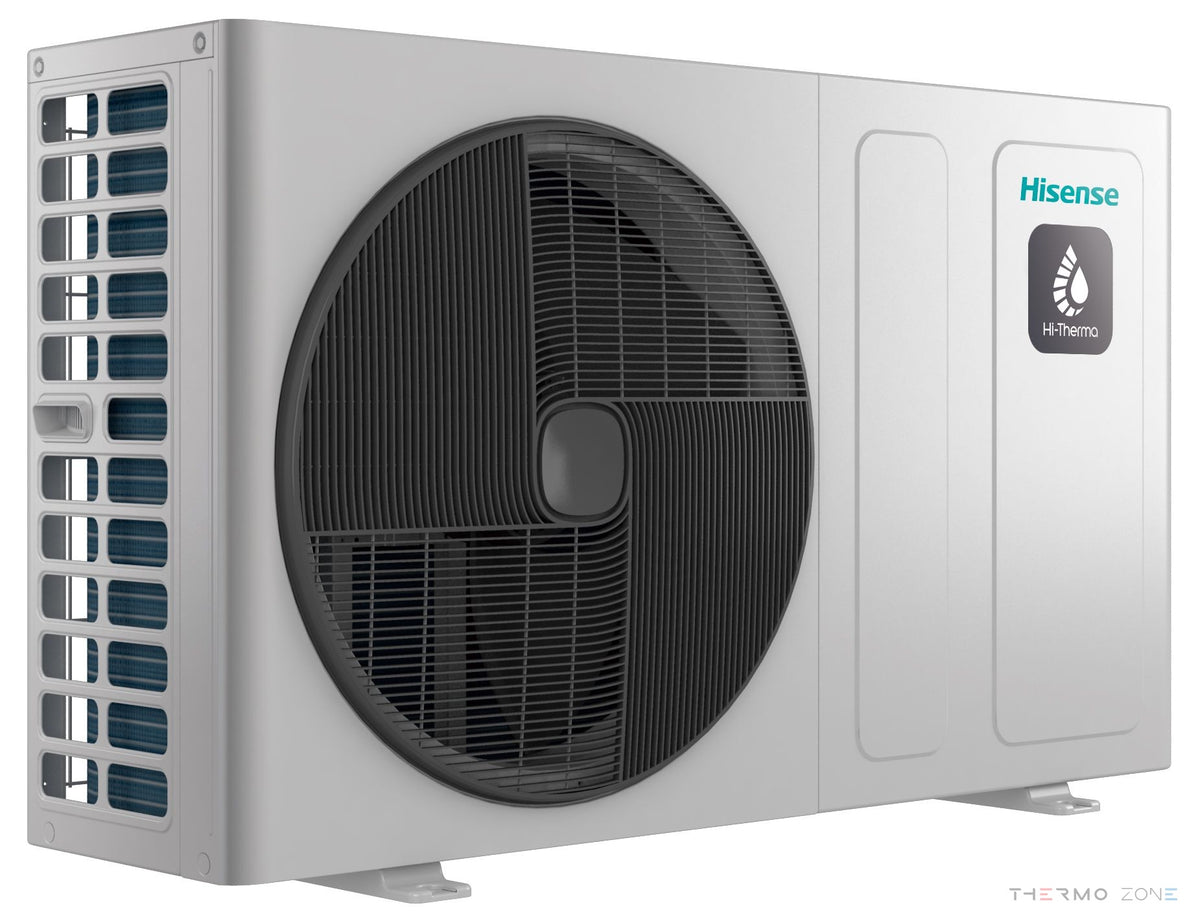 Hisense Hi-Therma Monoblock AHZ-120HEDS1 und AHZ-160HEDS1 Wärmepumpe – Seitenansicht links