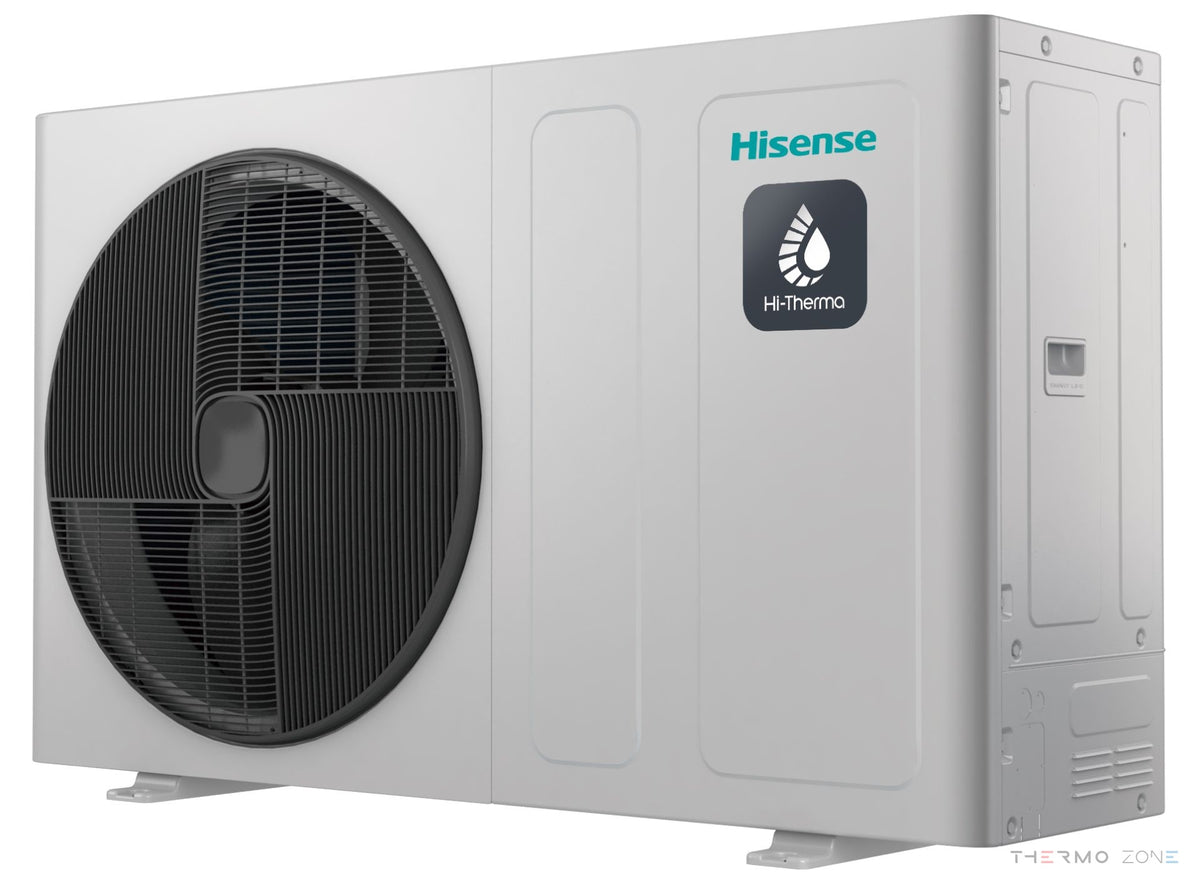 Hisense Hi-Therma Monoblock AHZ-120HEDS1 und AHZ-160HEDS1 Wärmepumpe – Seitenansicht rechts