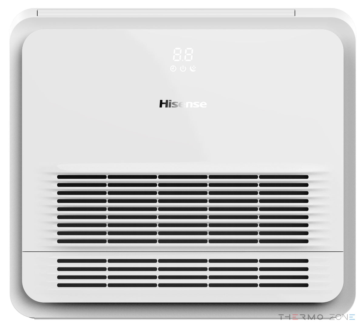 Hisense Konsolenklimaanlage – weiße Inneneinheit in Frontansicht mit oberen und unteren Luftauslässen