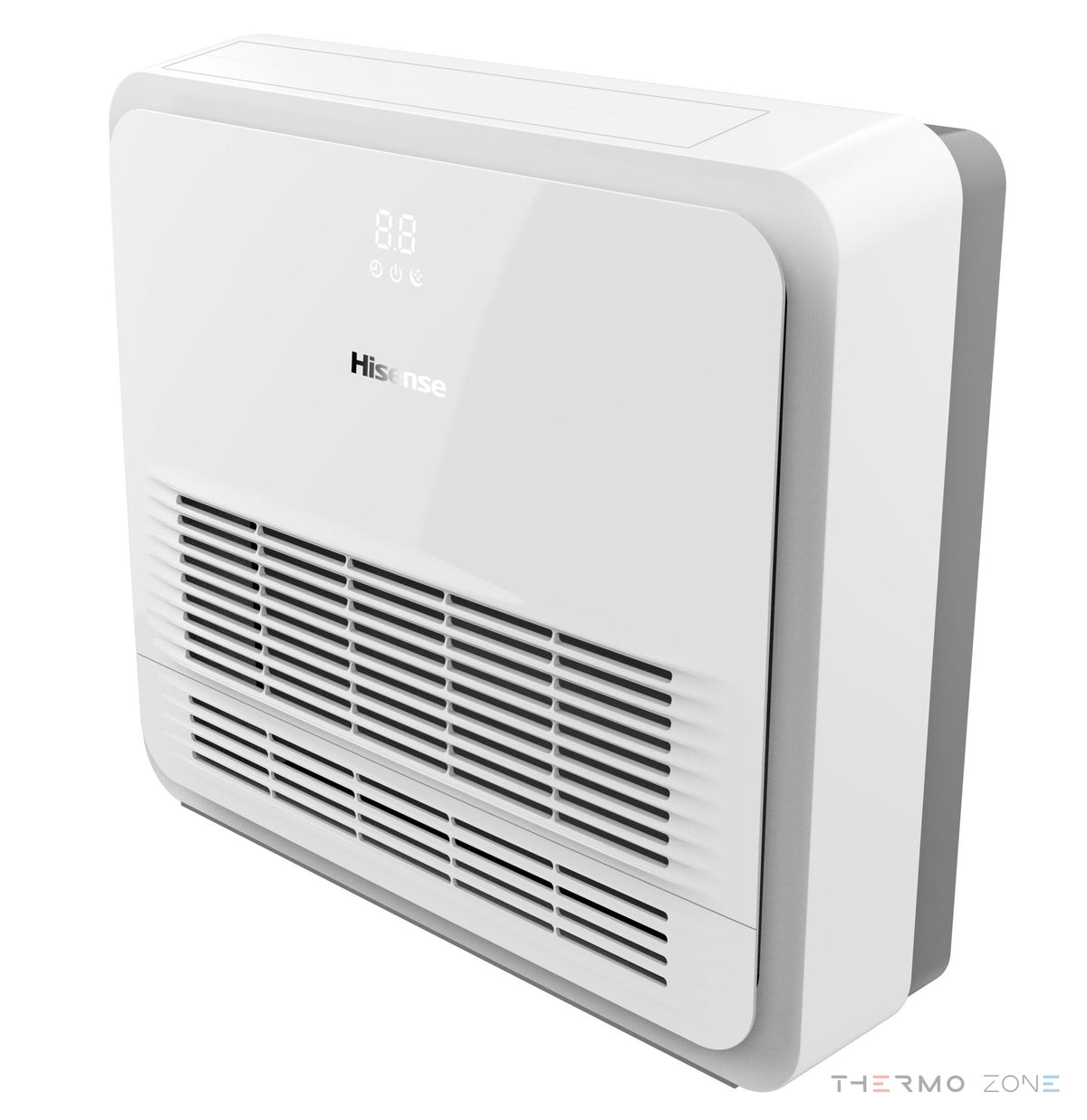 Hisense Konsolenklimaanlage – Inneneinheit in schräger Perspektive mit Front- und Seitenteil