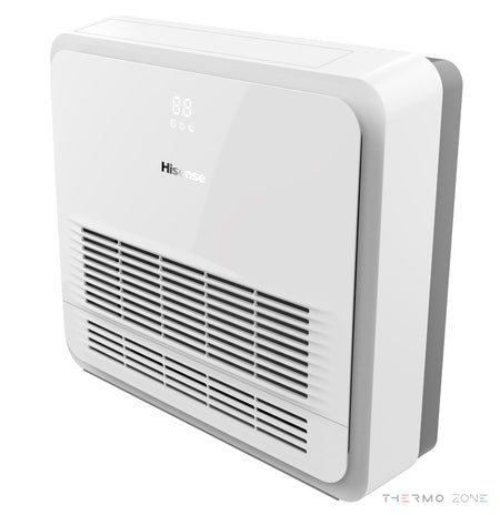 Hisense Konsolenklimaanlage – Inneneinheit in schräger Perspektive mit Front- und Seitenteil