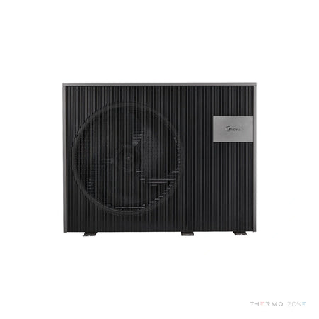 Midea M-Thermal Nature Monoblock R290 Luft-Wasser-Wärmepumpe Frontansicht mit Ventilator