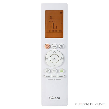 Midea Oasis Plus Nordic MSOPBU-17HRFN8-QRD6GW Fernbedienung mit Display und Klimasteuerung