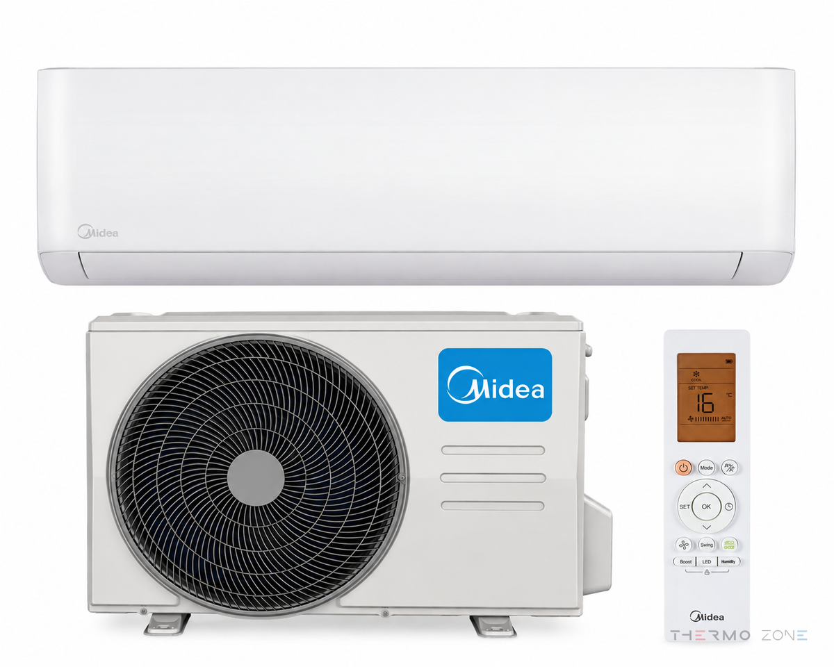 Midea Oasis Pro Nordic MSOPBU-17HRFN8-QRD6GW Split-Klimaanlage mit Innen- und Außengerät sowie Fernbedienung