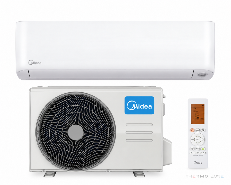 Midea Oasis Pro Nordic Split-Klimaanlage mit Innen- und Außengerät sowie Fernbedienung