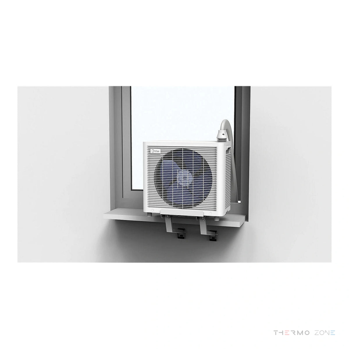 Midea Porta Split Außengerät mit Fensterhalterung montiert