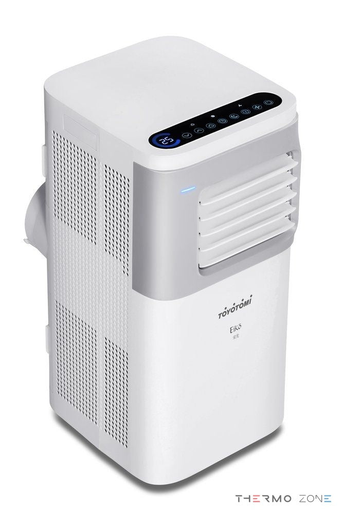 Toyotomi EIKO TPAC-12CHAI mobile Klimaanlage Frontansicht rechts mit Bedienfeld