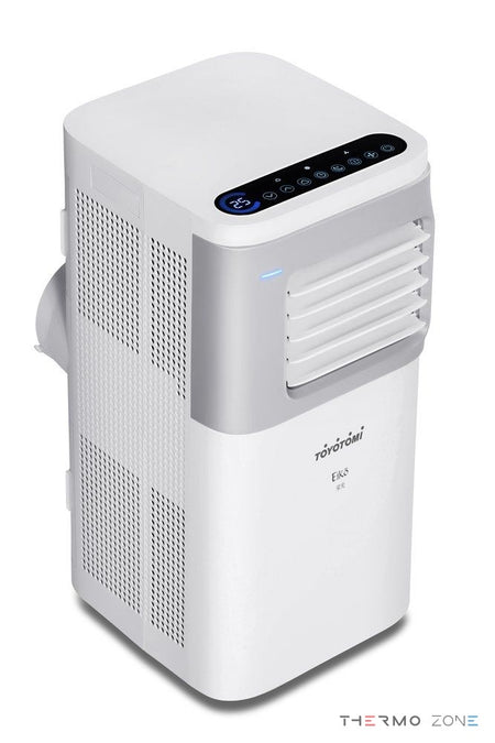 Toyotomi EIKO TPAC-12CHAI mobile Klimaanlage Frontansicht rechts mit Bedienfeld