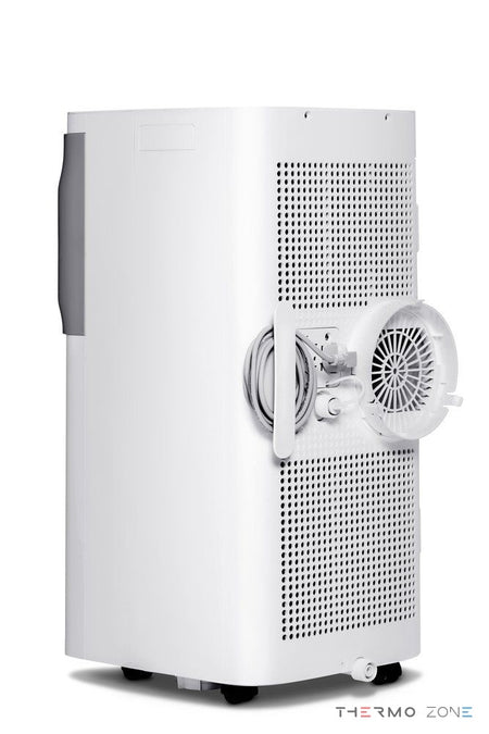 Toyotomi EIKO TPAC-12CHAI Rückseite mit Abluftschlauchanschluss und Netzkabel