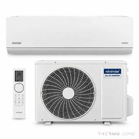 Toyotomi GOSAI Whisper White Split-Klimaanlage mit Innengerät, Außengerät und Fernbedienung